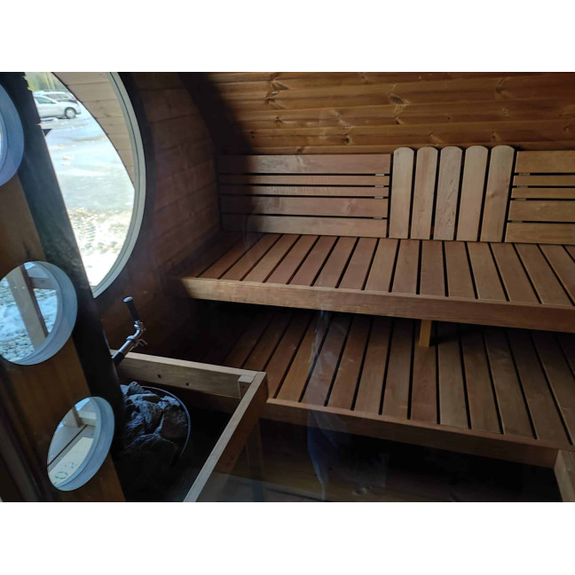 oval-sauna-frodo-300-outdoor-for-8-people-electric-or-wood-burning-harvia-stove-high-quality-heat-treated-spruce-4